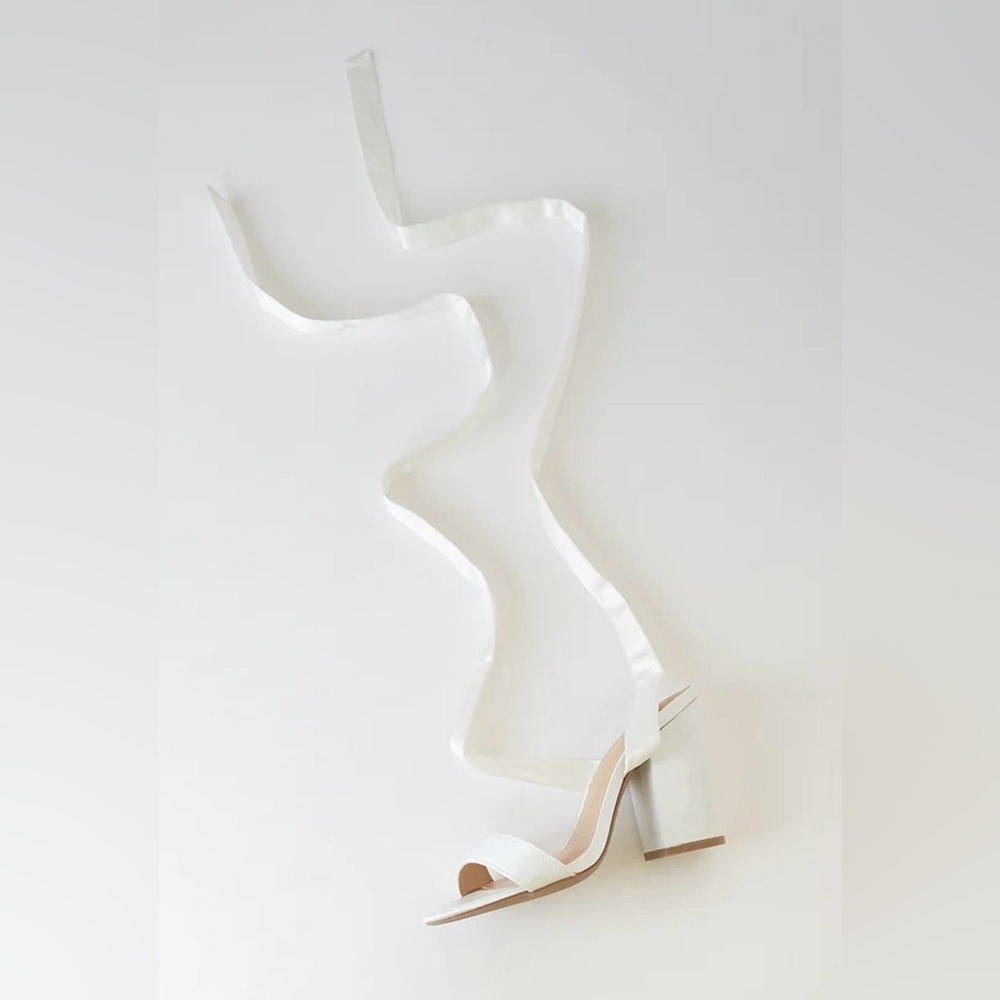 New! Lulus Alta Ivory Satin Lace-Up Heels Size 7 
Perfect for Bridal/Wedding